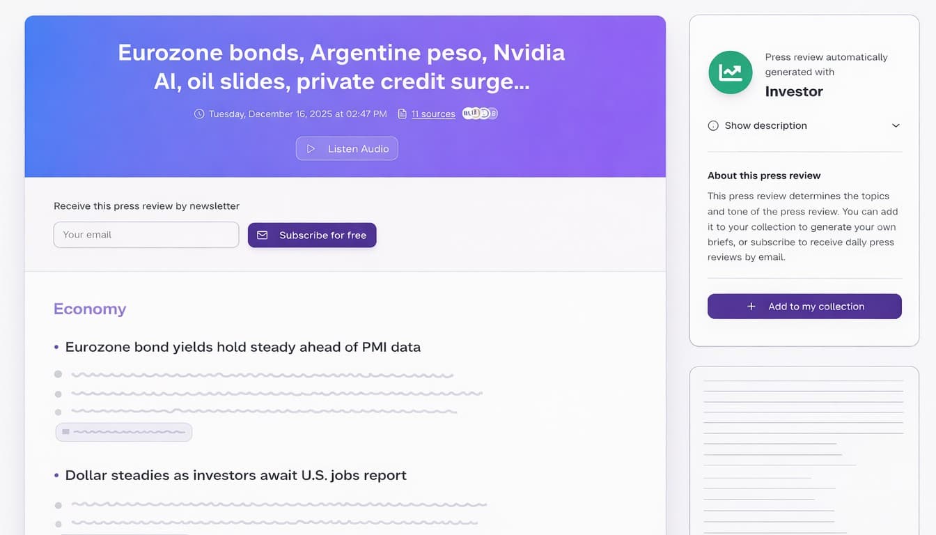 Aperçu d’une revue de presse ReFeed : synthèse claire, cartes et sources